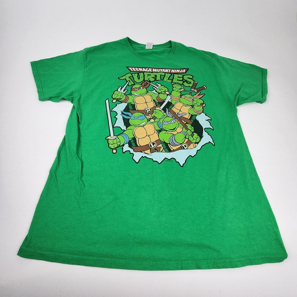 Official TMNT Teenage Mutant Ninja Turtles Graphic T-Shirt Green Adult Large